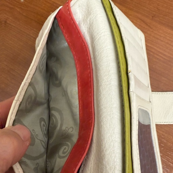 Brighton Leather Wallet White With multicolor Braided band around - Picture 12 of 16